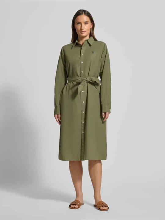Zdjęcie produktu Sukienka koszulowa z mieszanki bawełny i lnu Polo Ralph Lauren Oliwkowy