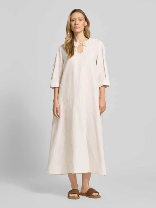 Zdjęcie produktu Sukienka midi z mieszanki lnu i bawełny z rękawem o dł. 3 / 4 MM By Max Mara Złamany biały