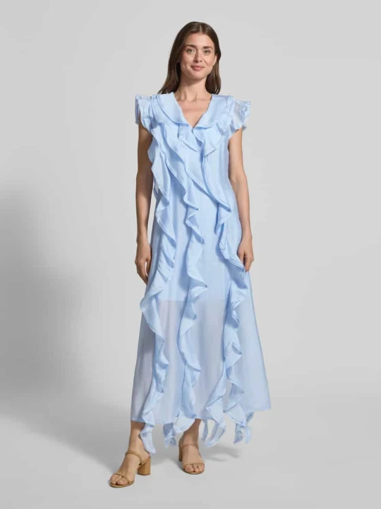 Zdjęcie produktu Sukienka midi z mieszanki lyocellu z falbanami model 'MOLLY' CPH MUSE Jasnoniebieski