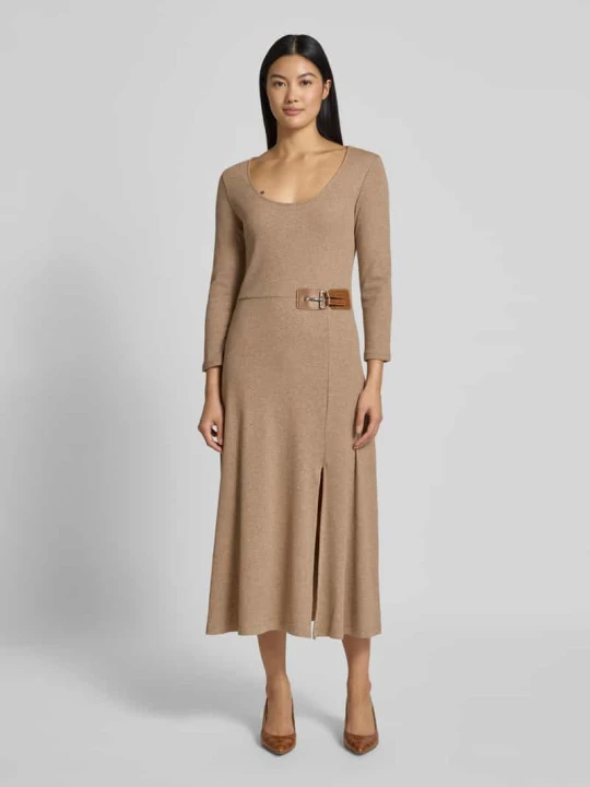 Zdjęcie produktu Sukienka midi z okrągłym dekoltem i rękawami o dł. 3/4 Lauren Ralph Lauren Beżowy