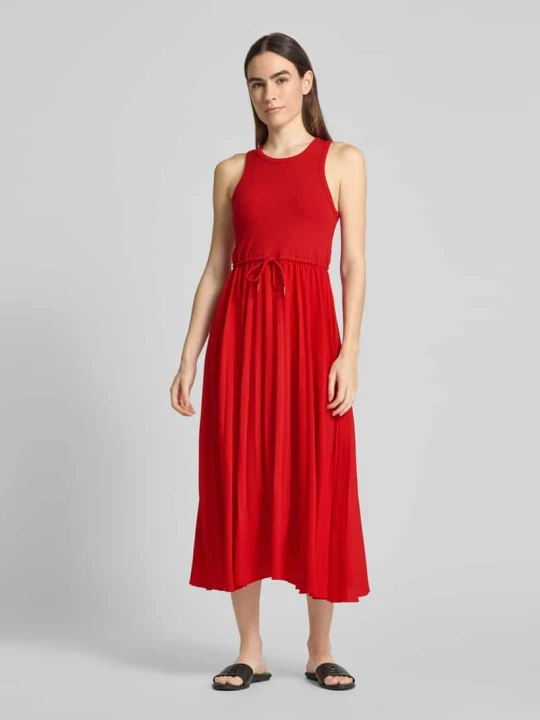 Zdjęcie produktu Sukienka midi z okrągłym dekoltem Tommy Hilfiger Czerwony