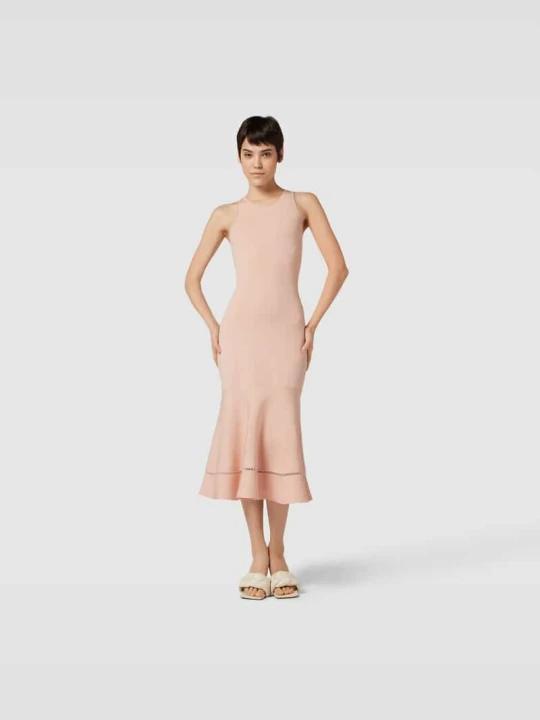 Zdjęcie produktu Sukienka midi z okrągłym dekoltem Victoria Beckham Morelowy