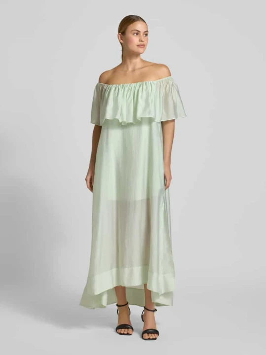 Zdjęcie produktu Sukienka midi z paskiem i prostokątnym dekoltem model 'MOLLY' CPH MUSE Limonkowy