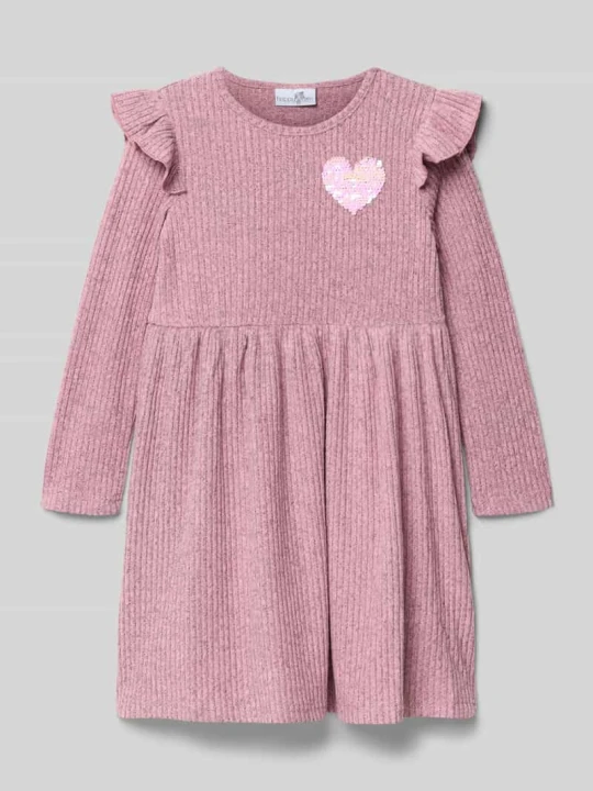 Zdjęcie produktu Sukienka midi z prążkowaną fakturą Happy Girls Brudnoróżowy