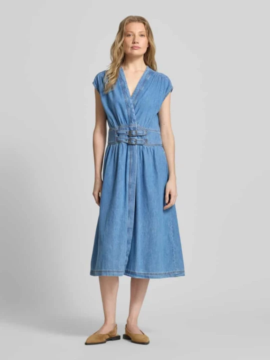 Zdjęcie produktu Sukienka midi z tkaniny stylizowanej na denim model 'Love' Ba&sh Niebieski