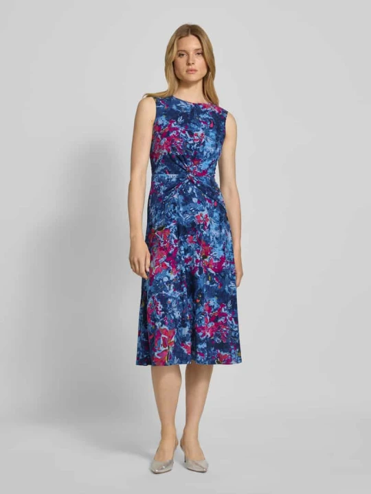 Zdjęcie produktu Sukienka midi z wiązanym detalem model ‘TESSANNE’ Lauren Ralph Lauren Błękitny melanż
