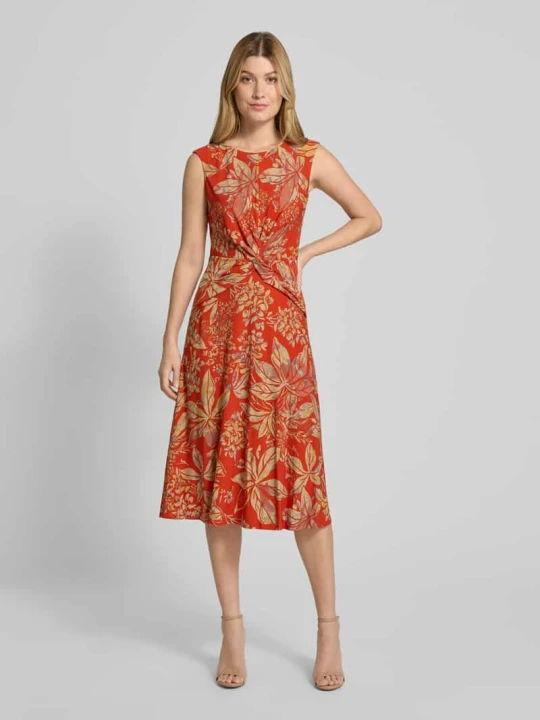 Zdjęcie produktu Sukienka midi z wiązanym detalem model ‘TESSANNE’ Lauren Ralph Lauren Czerwony melanż