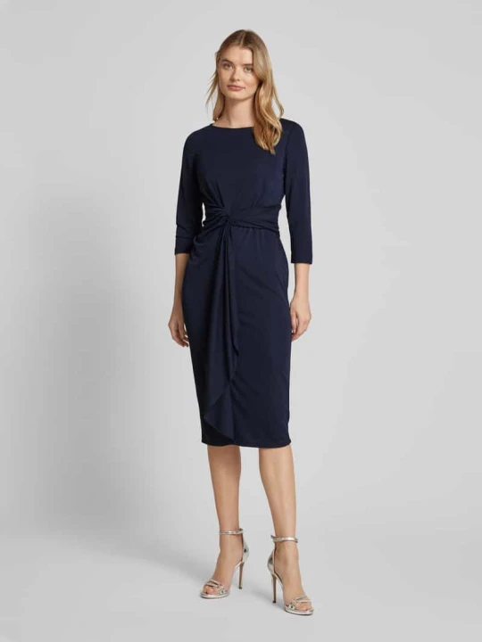 Zdjęcie produktu Sukienka o długości do kolan z wiązanym detalem model ‘THALNEIA’ Lauren Ralph Lauren Ciemnoniebieski