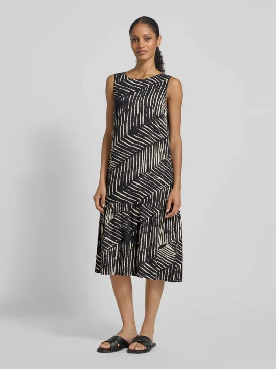 Zdjęcie produktu Sukienka midi z wiskozy model ‘Wicy palm leaves’ Opus Czarny