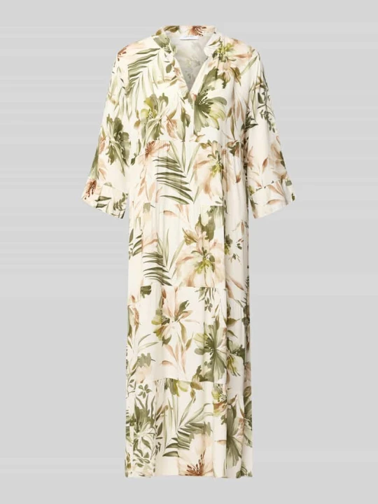 Zdjęcie produktu Sukienka midi z wiskozy z kołnierzykiem serafino model 'Kl44arraa' ZABAIONE Khaki
