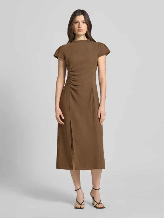 Zdjęcie produktu Sukienka midi ze stójką i marszczeniami Armani Exchange Czekoladowy