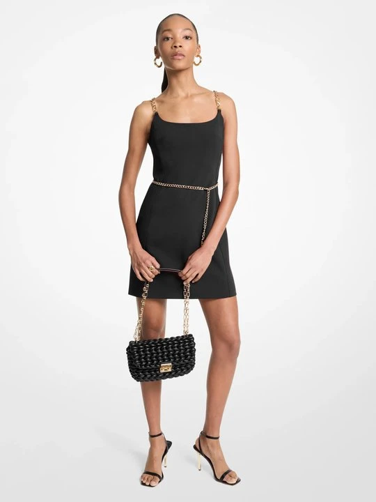 Zdjęcie produktu Sukienka mini na łańcuszkowych ramiączkach z paskiem. Michael Kors CZARNY (Czarny)