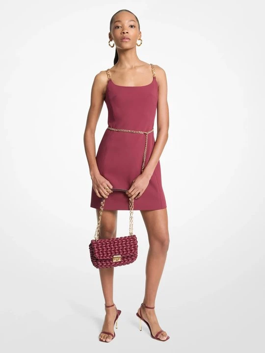 Zdjęcie produktu Sukienka mini na łańcuszkowych ramiączkach z paskiem. Michael Kors DEEPMULBERRY (Purpurowy)