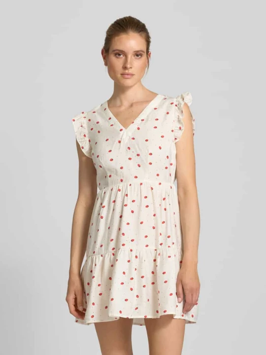 Zdjęcie produktu Sukienka mini rozkloszowana z mieszanki wiskozy model ‘ODETTE’ Vero Moda Biały