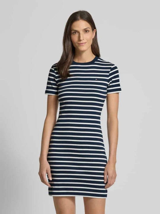 Zdjęcie produktu Sukienka mini taliowana z czystej bawełny Tommy Hilfiger Granatowy