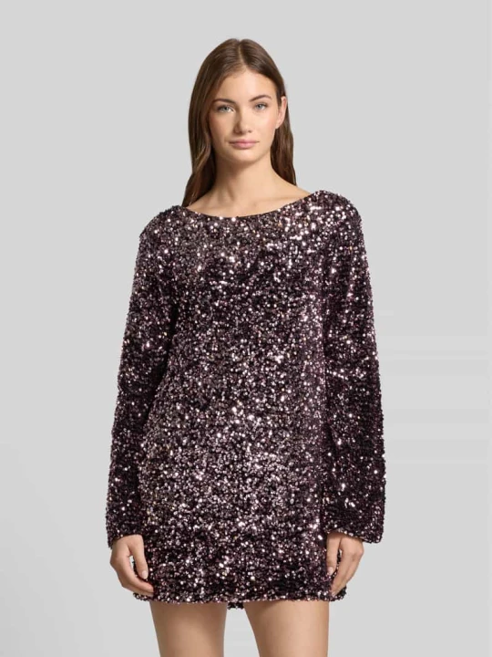 Zdjęcie produktu Sukienka mini z cekinowym obszyciem model ‘Loose Seqiun’ Gina Tricot Bordowy