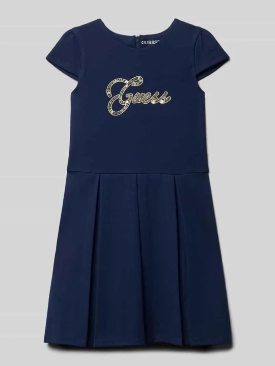 Zdjęcie produktu Sukienka mini z detalem z logo Guess Granatowy