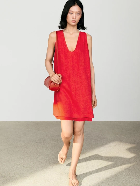 Zdjęcie produktu Dwustronna Sukienka Mini - Czerwony - Massimo Dutti - Female