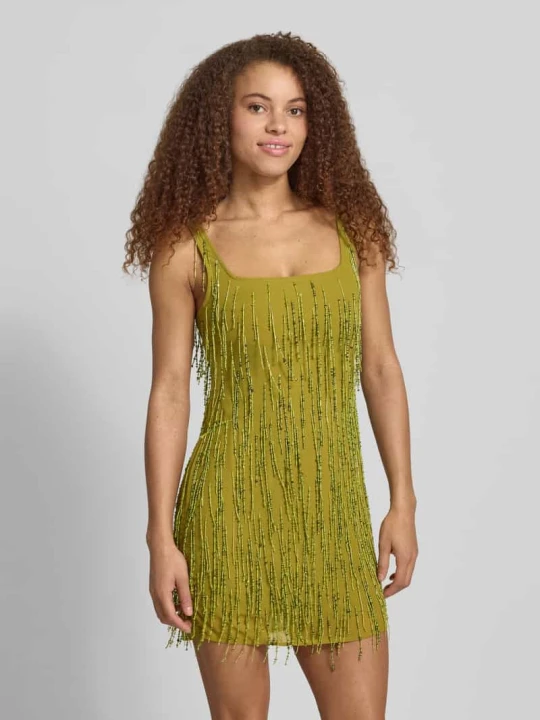 Zdjęcie produktu Sukienka mini z frędzlami model 'ELLEN' Topshop Zielony melanż