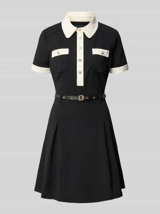 Zdjęcie produktu Sukienka mini z kołnierzykiem polo model 'Claudie' Guess Czarny