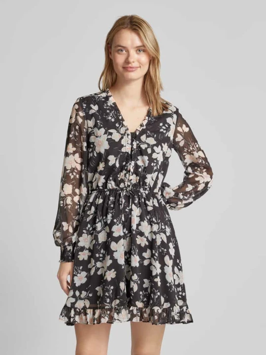 Zdjęcie produktu Sukienka mini z kwiatowym nadrukiem model ‘VANESSA’ Guess Czarny