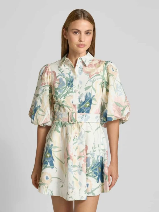 Zdjęcie produktu Sukienka mini z mieszanka lnu z bufiaste rękawy model 'OLLIIV' Ted Baker Piaskowy