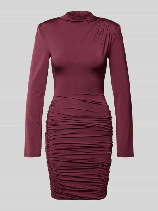 Zdjęcie produktu sukienka mini z mieszanki wiskozy o kroju slim fit ROTATE Ciemnoczerwony