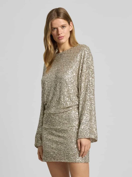 Zdjęcie produktu Sukienka mini z okrągłym dekoltem Gina Tricot Złoty