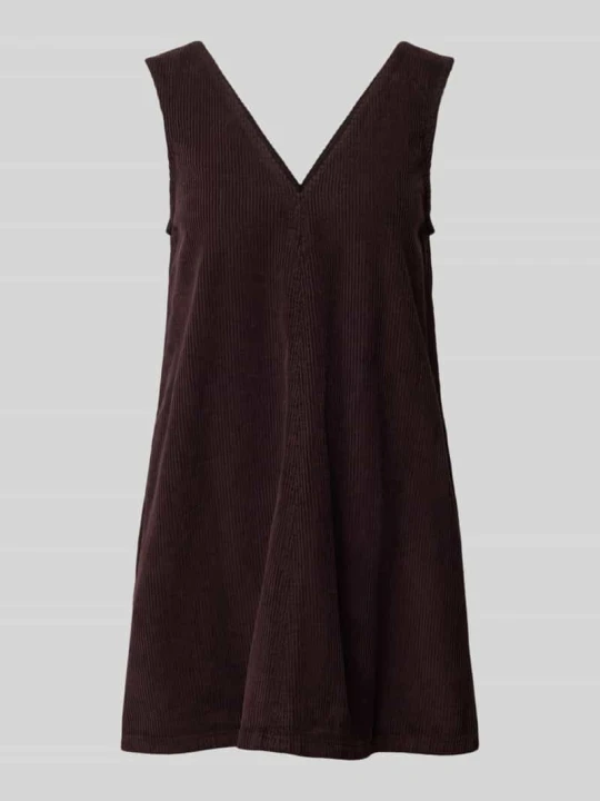 Zdjęcie produktu Sukienka mini z sztruksu z dekoltem w serek Model „ERIKA” Topshop Czekoladowy
