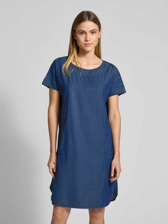 Zdjęcie produktu Sukienka mini z tkaniny stylizowanej na denim Christian Berg Granatowy