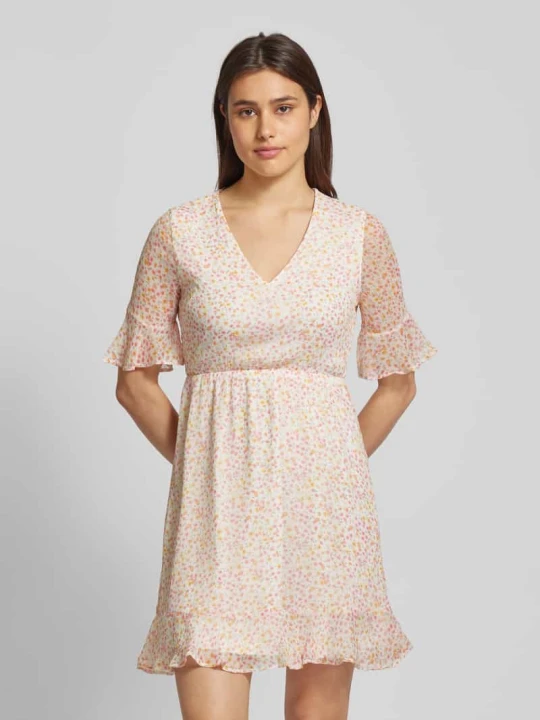 Zdjęcie produktu Sukienka mini ze wzorem na całej powierzchni model ‘SMILLA’ Vero Moda Beżowy