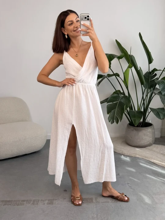 Zdjęcie produktu Sukienka Muślinowa Biała Zella ClothStore