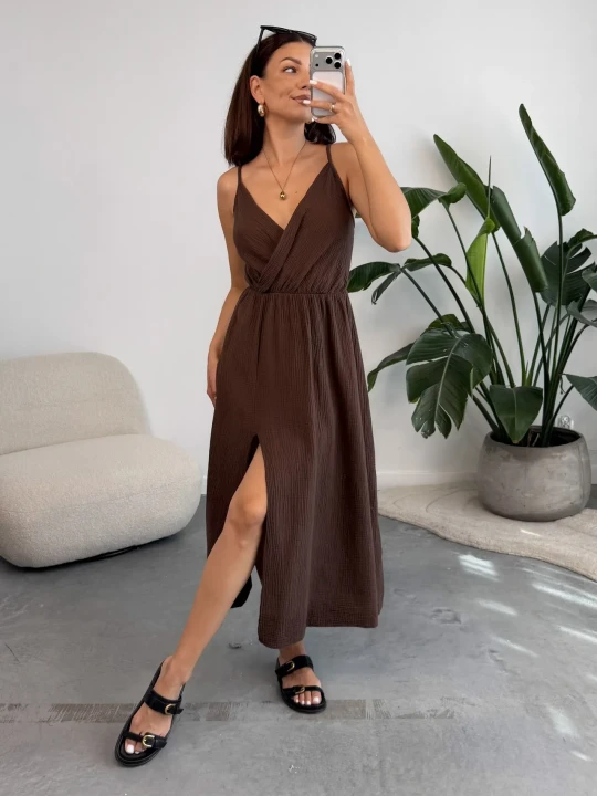 Zdjęcie produktu Sukienka Muślinowa Brązowa Zella ClothStore