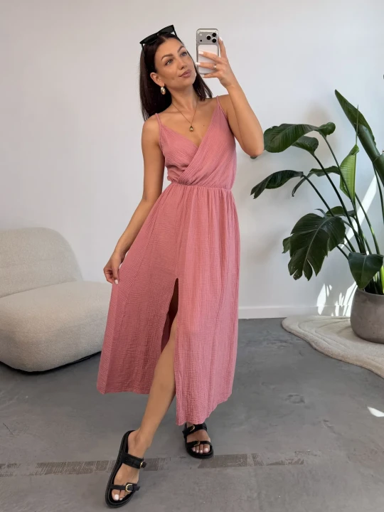 Zdjęcie produktu Sukienka Muślinowa Brudny Róż Zella ClothStore Dusty Pink