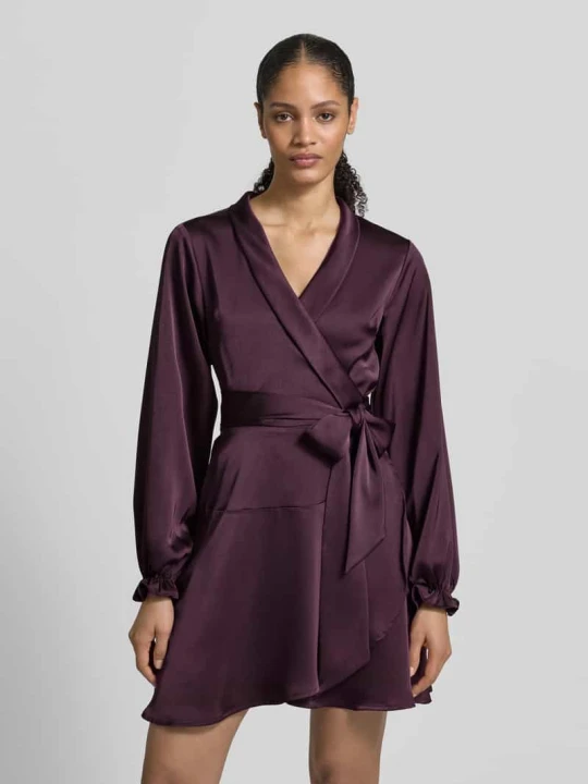 Zdjęcie produktu Sukienka do kolan w kopertowym stylu model „Colbie” NEO NOIR Bordowy