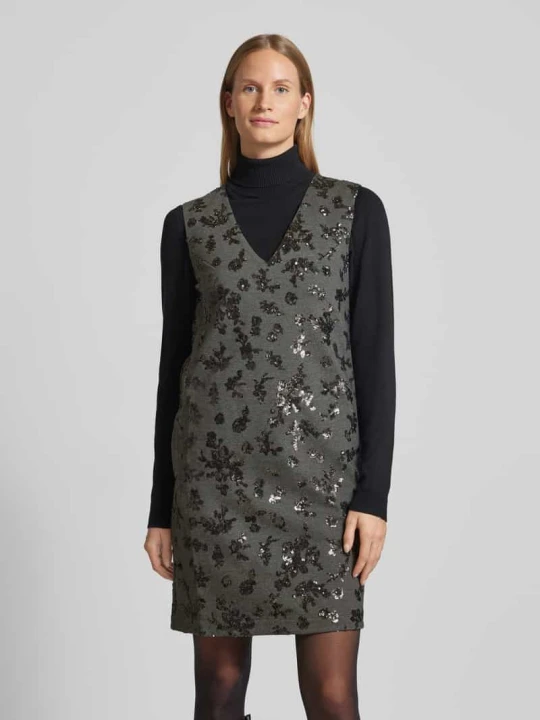 Zdjęcie produktu Sukienka o długości do kolan z cekinowym obszyciem model ‘PESARO’ Weekend Max Mara Ciemnoszary