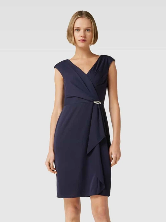 Zdjęcie produktu Sukienka do kolan z obszyciem ozdobnymi kamieniami model 'RYLAN' Lauren Ralph Lauren Granatowy