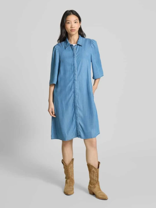Zdjęcie produktu Sukienka o długości do kolan z efektem denimu model ‘Sophien’ MbyM Jeansowy niebieski