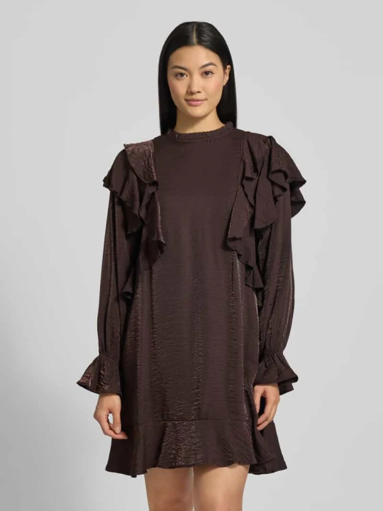 Zdjęcie produktu Sukienka o długości do kolan z mieszanki wiskozy model ‘LIZZI’ Vero Moda Czekoladowy