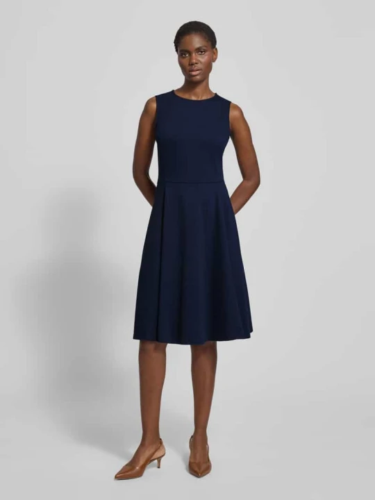 Zdjęcie produktu Sukienka do kolan z Mieszanka wiskozy z Pasek Model 'CHARLEY' Lauren Ralph Lauren Granatowy