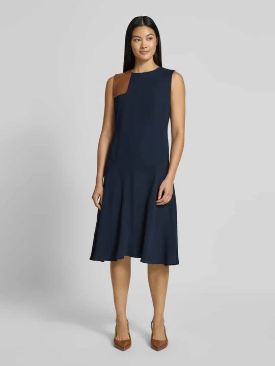 Zdjęcie produktu Sukienka o długości do kolan z okrągłym dekoltem model ‘MIAMEN’ Lauren Ralph Lauren Granatowy