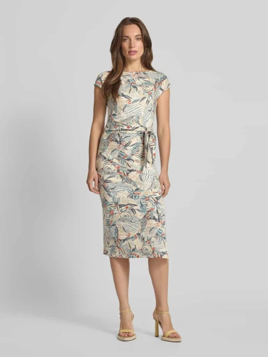 Zdjęcie produktu Sukienka o długości do kolan z wiązanym detalem model ‘DABRIA’ Lauren Ralph Lauren Beżowy