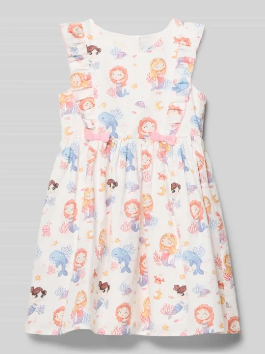 Zdjęcie produktu Sukienka o kroju regular fit z nadrukiem z motywem na całej powierzchni Happy Girls Écru