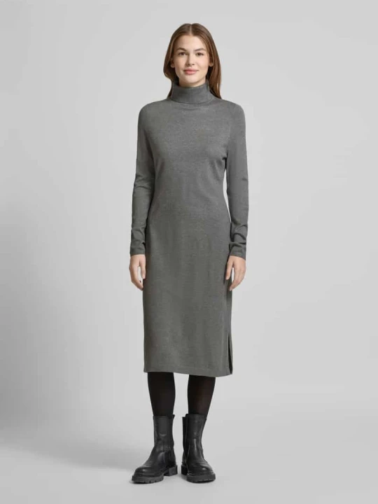 Zdjęcie produktu Sukienka o kroju slim fit z dzianiny z mieszanki wiskozy z golfem s.Oliver Jasnoszary