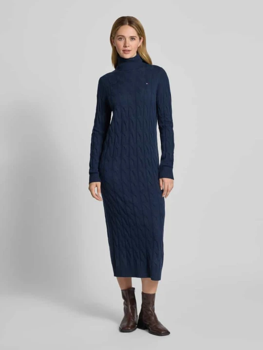 Zdjęcie produktu Sukienka o lejącym kroju z dzianiny z mieszanki wełny Tommy Hilfiger Granatowy