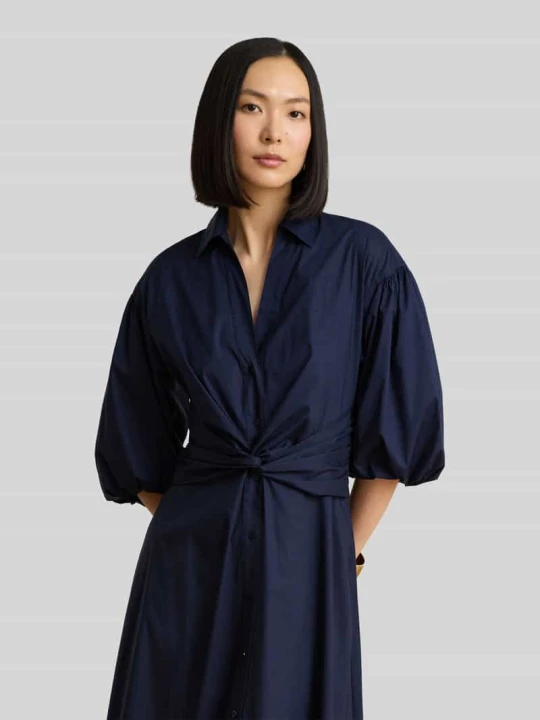 Zdjęcie produktu Sukienka o linii A casualowa z mieszanki bawełny Lauren Ralph Lauren Granatowy
