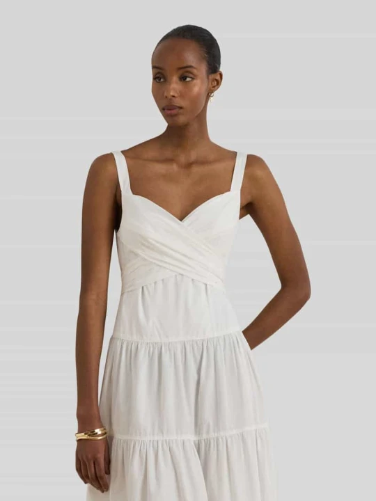 Zdjęcie produktu Sukienka o linii a z czystej bawełny Lauren Ralph Lauren Biały