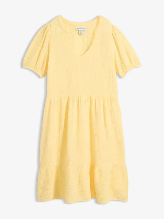 Zdjęcie produktu Sukienka oversized z muślinu z bawełny BonPrix żółty