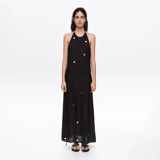 Zdjęcie produktu Sukienka pareo dekolt halter lustrzane zdobienia czarna BIMBA Y LOLA