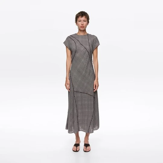 Zdjęcie produktu Sukienka patchwork krata ciemnobrązowa BIMBA Y LOLA DARK BROWN